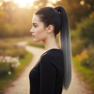 Fiber Sentetik Sihirli At Kuyruğu - Siyah / Gri Ombreli Fiber Sentetik Sihirli At Kuyruğu - Siyah / Gri Ombreli