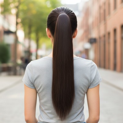 Tokalı Düz At Kuyruğu - Koyu Kahve