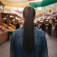 Tokalı Düz At Kuyruğu - Açık Kahve