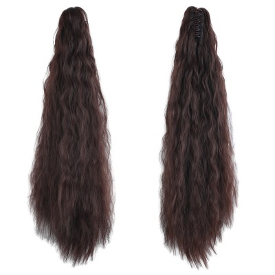 Tokalı Kabarık Dalgalı At Kuyruğu - Koyu Kahve