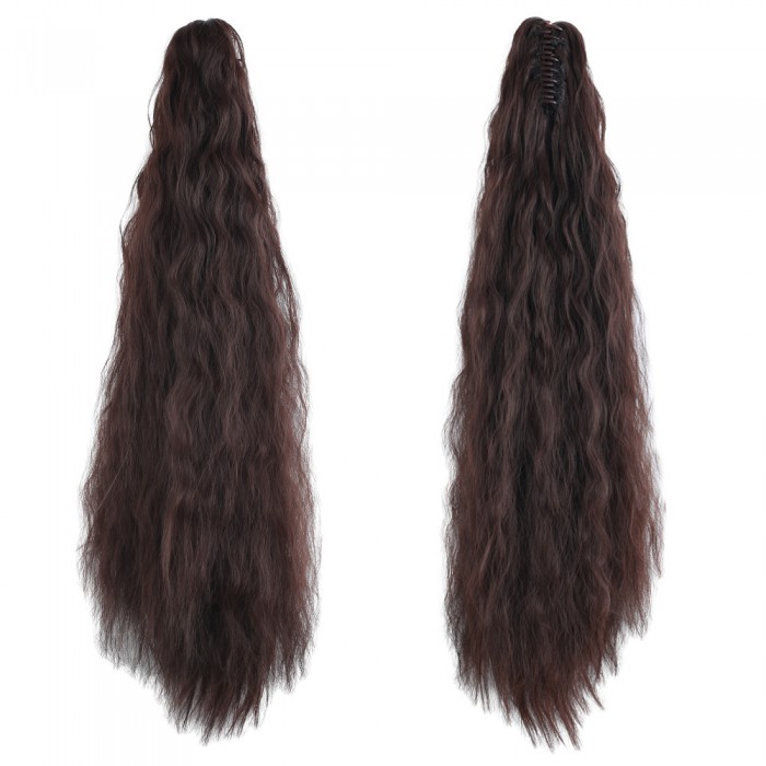 Tokalı Kabarık Dalgalı At Kuyruğu - Koyu Kahve