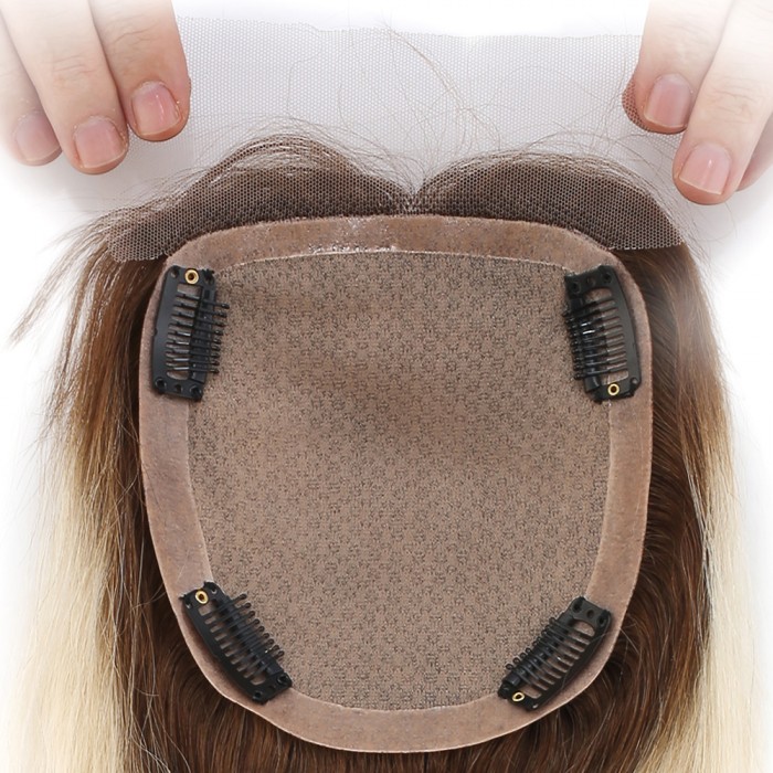 Ön Kısmı Ekstra Tül Kahverengi / Beyaz Platin Ombreli Baby Taban Tepelik - 13x14cm