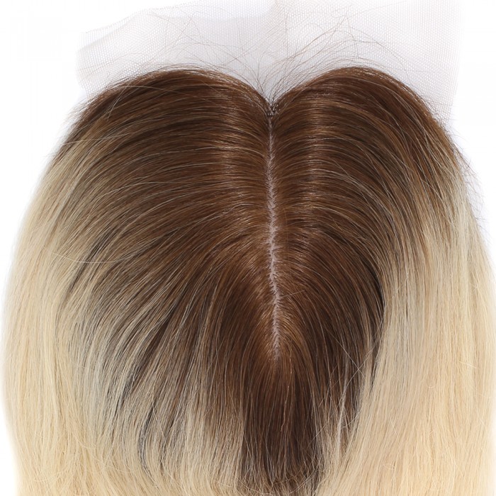 Ön Kısmı Ekstra Tül Kahverengi / Beyaz Platin Ombreli Baby Taban Tepelik - 13x14cm