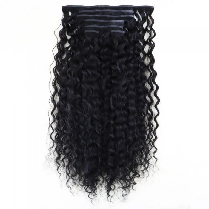 Yoğun Dalgalı 7 Parça Görünmez Yarım Ay Set %100 Gerçek Saç - 70cm