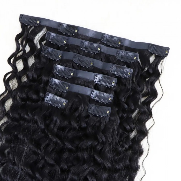 Yoğun Dalgalı 7 Parça Görünmez Yarım Ay Set %100 Gerçek Saç - 70cm